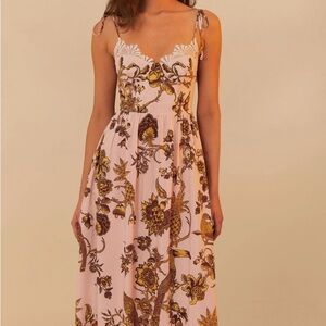 Farm Rio Pink Tropical Landing Midi Dress NWT